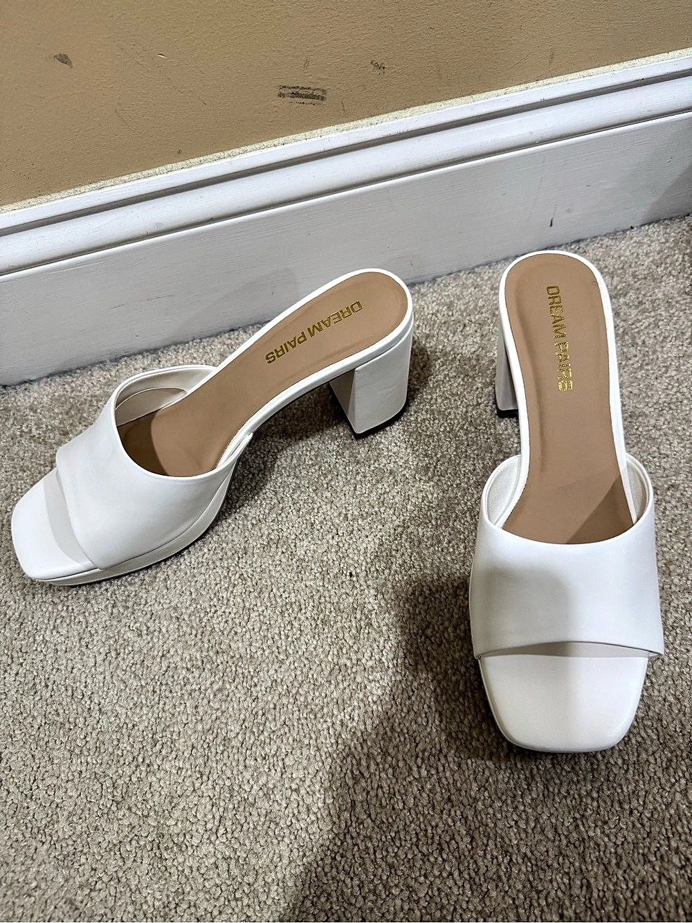 White Block Heel Mules US 8 brand New
